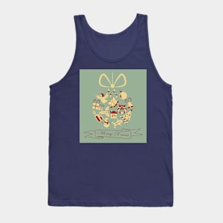 Christmas tree ball with lettering, candle, candy cane, holly berry, christmas angel Tank Top